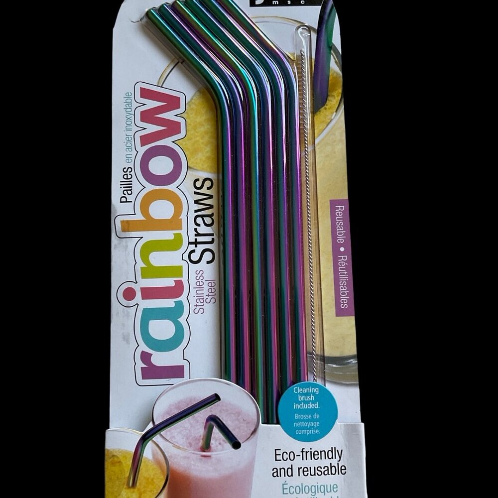 🏡 5/$25 - Rainbow Stainless Steel Straws w/ Brush